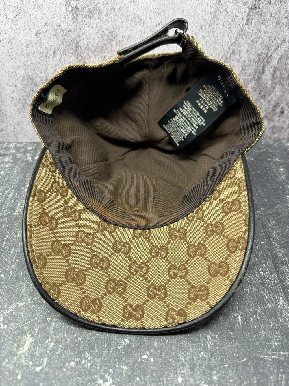 Gucci Hat Cap Baseball Cap GG Canvas Sherry Line Beige Size XL Unisex Authentic